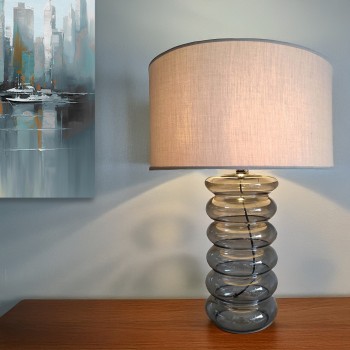 Lampe De Table En Verre/ Abat-jour En Tissu