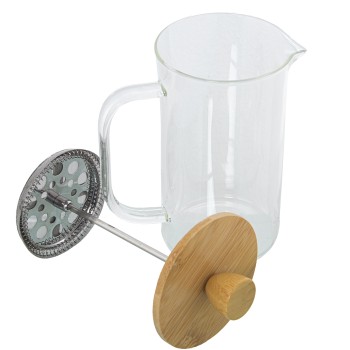 Cafetière À Piston 600ml Verre/bois/acier Inox.