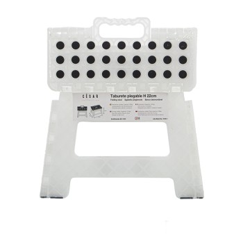 Taburete Plegable Pp Blanco Translúcido 32x25x22cm, Asiento:29x22cm