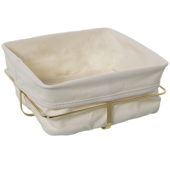 Corbeille À Pain En Tissu Et Métal Doré - Tissu: 95% Coton + 5% Polyester- 21,5x21,5x10cm