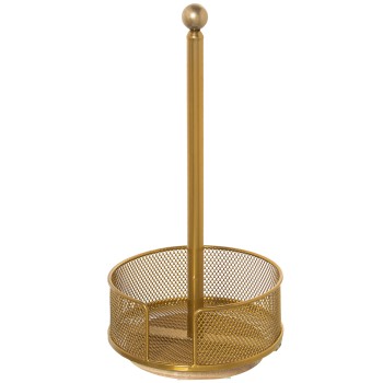 Portarrollo Cocina Metal Rejilla Dorado Ø18x36cm, Base Giratoria