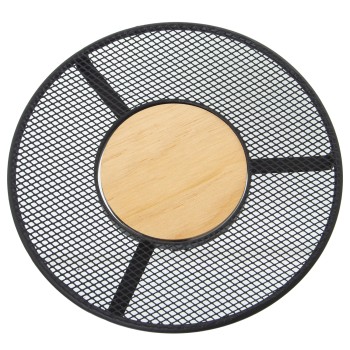 Black Metal Grid With Wooden Center Trivet- Ø20x2cm, Madera: Ø8,6cm