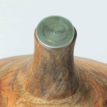 Table D´appoint En Verre Avec Base En Bois De Manguier Ø57x39cm, Épaisseur Du Verre: 8mm