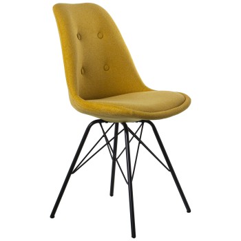 Silla Tela Mostaza Patas Metal Negra, Tela Poliéster 48x55x85cm, Alt.asiento:50cm