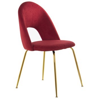 Ailla Chenilla Rojo+91158 Patas Metal Dorado 50x51x86cm, Alt.asiento:47cm