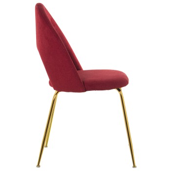 Ailla Chenilla Rojo+91158 Patas Metal Dorado 50x51x86cm, Alt.asiento:47cm