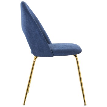 Chaise En Velours Bleu +91159 Pieds En Métal Doré _50x51x86cm Haut. Siège:47cm