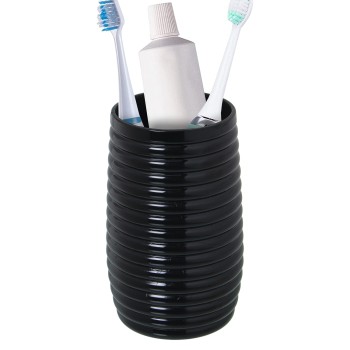 Black Acrylic Toothbrush Holder Ø7x12cm