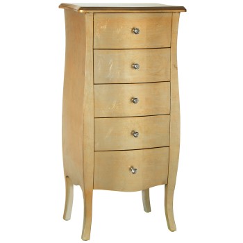 Commode Siphonier En Bois Avec 5 Tiroirs - Champagne- _48x36x100cm, Madera: Abeto+dm