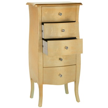 Commode Siphonier En Bois Avec 5 Tiroirs - Champagne- _48x36x100cm, Madera: Abeto+dm