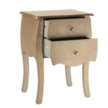 Champagne Wooden Nightstand Of 2 Drawers- _45x36x62cm, Madera: Abeto+dm