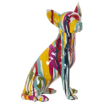 Statuetta In Resina - Cane - Graffiti Multicolori- 15x13x26cm
