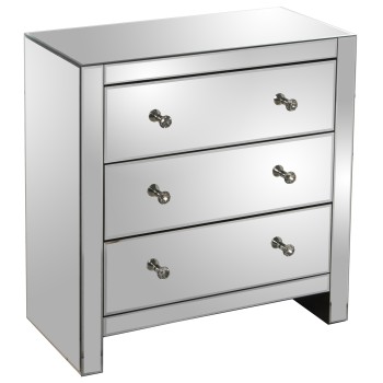 Cómoda 3-c Cristal Espejo/madera 70x35x75cm