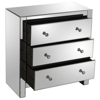 Cómoda 3-c Cristal Espejo/madera 70x35x75cm