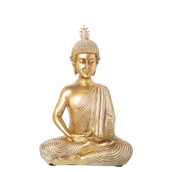 Statuette En Résine - Buddha - Doré- 17x10x26cm