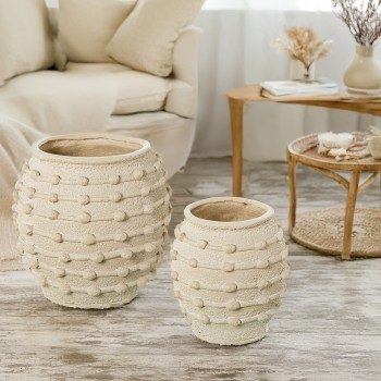 Vase En Céramique Beige_ø29x29cm