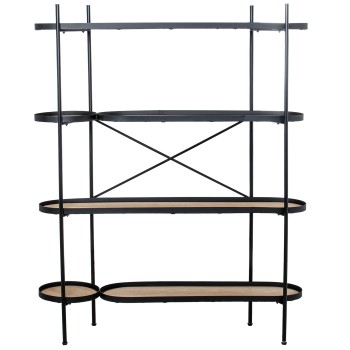 Prateleiras 4 Níveis Em Madeira E Metal Preto_110x29x136cm