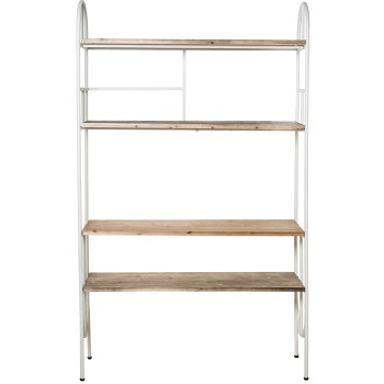 Étagère À Trois Niveaux En Bois Et Métal Blanche_100x30x170cm