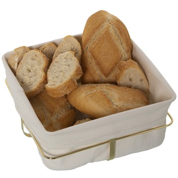 Basket Pan C/fabric Metal Gold Fabric: 95% Cotton + 5% Polyester 21.5x21.5x10cm