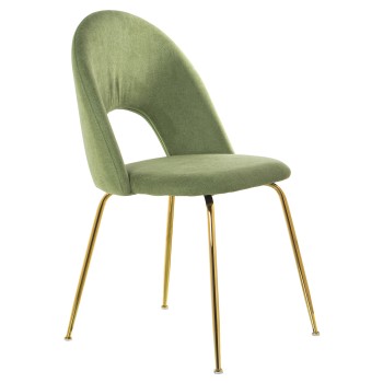 Sedia In Velluto Verde +91157, Gambe In Metallo Dorato _50x51x86cm, Alt. Seduta:47cm