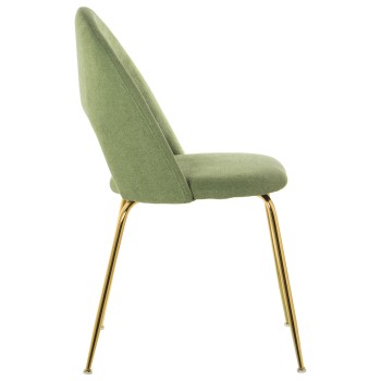 Sedia In Velluto Verde +91157, Gambe In Metallo Dorato _50x51x86cm, Alt. Seduta:47cm